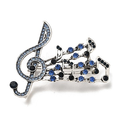 Musical Note Alloy Rhinestone  Brooches for Backpack Clothes JEWB-Q009-08AS-1