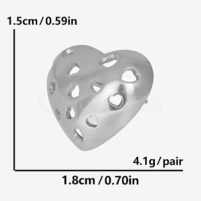 Stylish 303 Stainless Steel Hollow Heart Stud Earrings RP4390-1-1