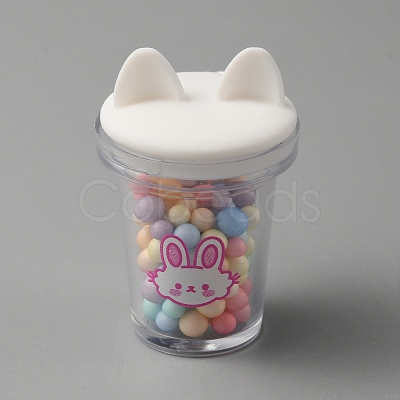 Transparent Resin Cat Ear Bottle Pendants RESI-WH0021-65D-1