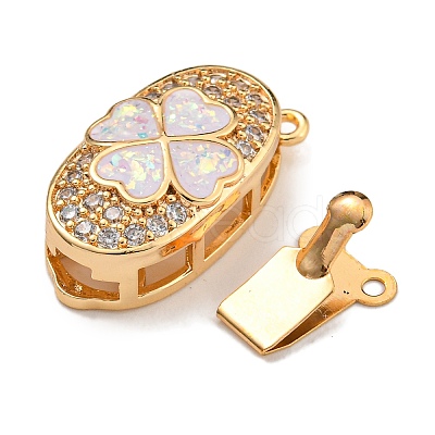 Brass Micro Pave Cubic Zirconia Box Clasps KK-U037-21G-1