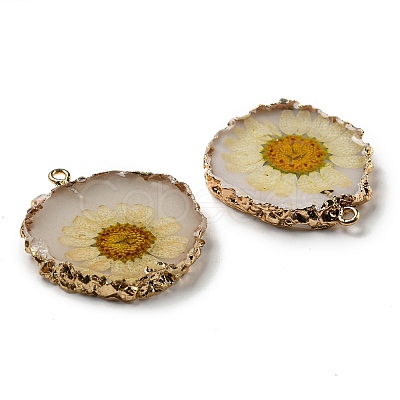 Inner Dried Flower Resin Pendants RESI-P028-02KCG-07-1