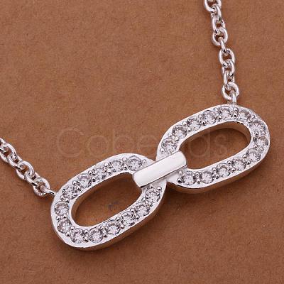 Simple Silver Color Plated Brass Cubic Zirconia Bowknot Pendant Necklaces For Women NJEW-BB12891-1