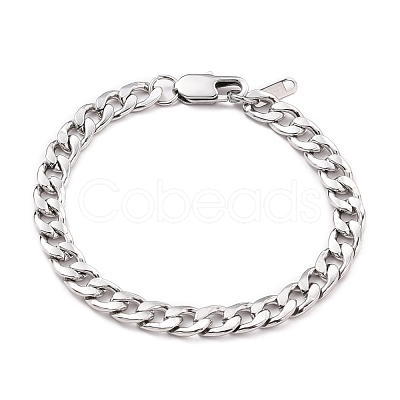 Tarnish Resistant Women' s Fashionable 304 Stainless Steel Cuban Link Chain Bracelets X-BJEW-JB05657-01-1