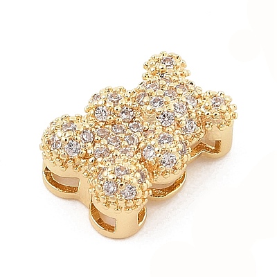 Brass Micro Pave Cubic Zirconia Slide Charms ZIRC-I068-01G-1