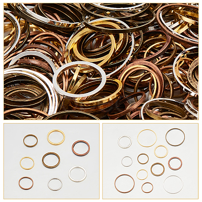 PandaHall Elite 480Pcs 12 Styles Brass Linking Rings KK-WR0001-19-1