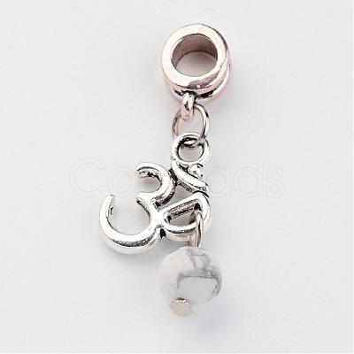 Natural Gemstone European Dangle Charms PALLOY-JF00224-1