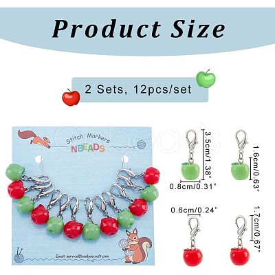 12Pcs Resin Apple Pendant Decorations HJEW-PH01526-1