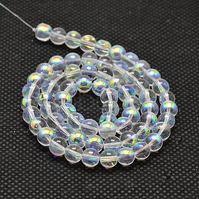 Imitate Austrian Crystal Electroplate Glass Round Bead Strands GLAA-F030-6mm-B01-1