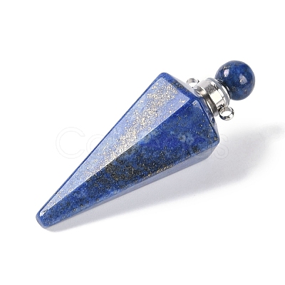 Dyed Natural Lapis Lazuli Faceted Cone Openable Perfume Bottle Big Pendants G-L524-18P-09-1