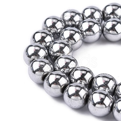 1Strand Grade A Non-Magnetic Synthetic Hematite Beads Strands X-G-S096-10mm-3-1