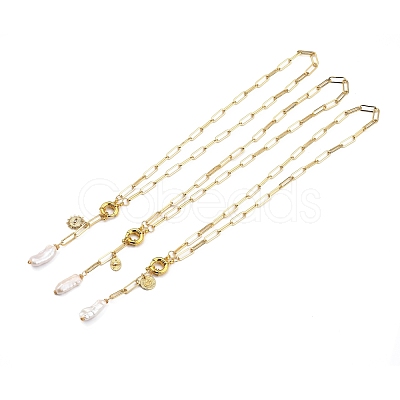 Natural Baroque Pearl Keshi Pearl Lariat Necklaces NJEW-JN03042-1