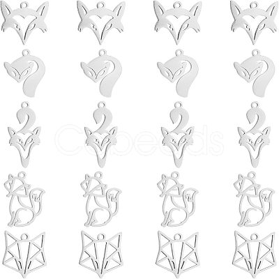 Unicraftale 20Pcs 5 Styles 201 Stainless Steel Pendants STAS-UN0035-61-1