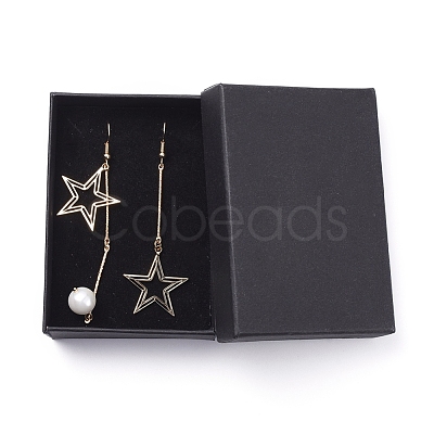 Glass Pearl Dangle Earrings X-EJEW-JE03960-1