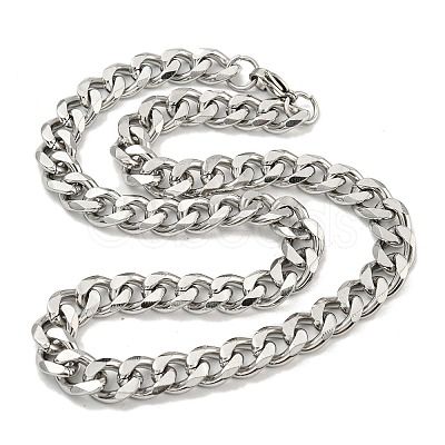 201 Stainless Steel Curb Chain Necklaces for Men NJEW-Q336-07A-P-1