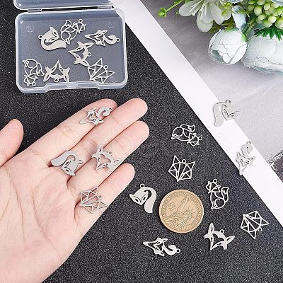 Unicraftale 20Pcs 5 Styles 201 Stainless Steel Pendants STAS-UN0035-61-1