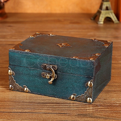 Retro Wood Jewelry Storage Box with Lock PW-WG74764-01-1