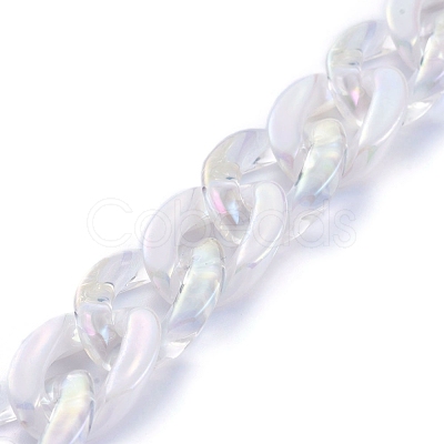 Handmade Imitation Pearl Acrylic Curb Chains AJEW-JB00626-01-1