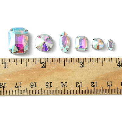 48Pcs 6 Style Horse Eye & Rectangle Octagon & Flat Round Sew on Rhinestone RGLA-FS0001-13-1