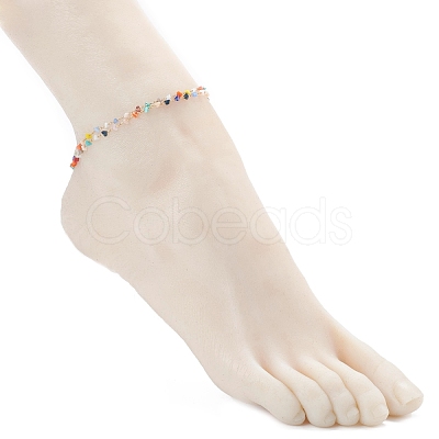 Glass Beaded Multi-strand Anklets AJEW-AN00428-1