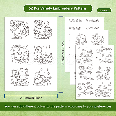 4 Sheets 11.6x8.2 Inch Stick and Stitch Embroidery Patterns DIY-WH0455-137-1