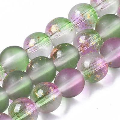 Frosted Spray Painted Glass Beads Strands X-GLAA-N035-03C-C01-1