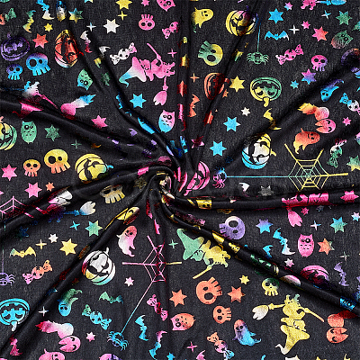 Halloween Theme Pattern Polyester Bronzing Fabric DIY-WH0033-30-1