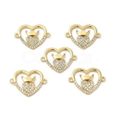 Brass Micro Pave Clear Cubic Zirconia Connector Charms KK-E068-VB350-1