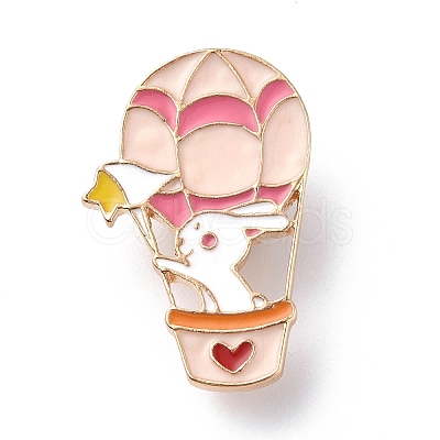 Rabbit with Hot-air Balloon Enamel Pin ENAM-K021-02B-1