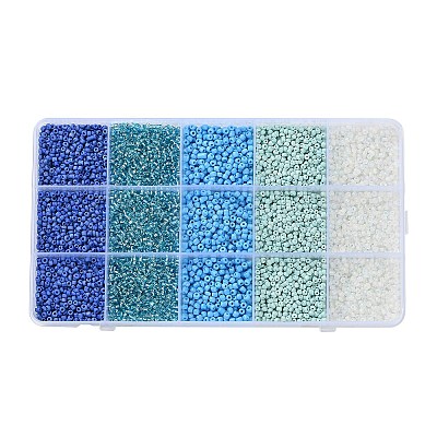 DIY 15 Grids ABS Plastic & Glass Seed Beads Jewelry Making Finding Beads Kits DIY-G119-02H-1