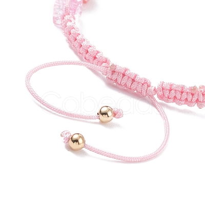 Candy Color Glass Cube Braided Bead Bracelet BJEW-JB08078-1