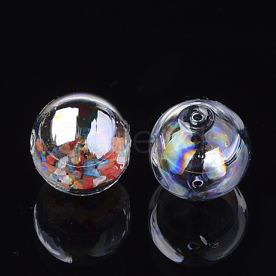 Handmade Blown Glass Globe Beads X-DH017J-1-14mm-AB-1