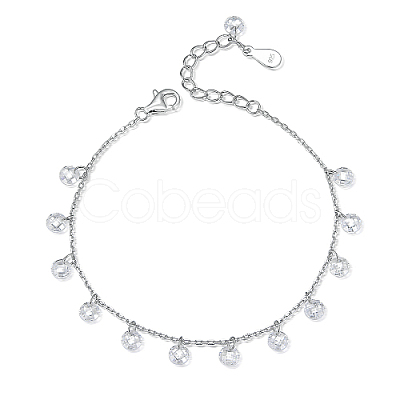 Rhodium Plated 925 Sterling Silver Cubic Zirconia Charm Bracelets DY7383-1