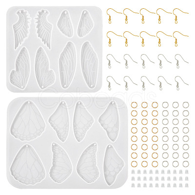 Pandahall 2Pcs 2 Style Wing Earring Pendant Silicone Molds DIY-TA0005-42-1