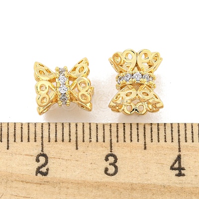 Brass Micro Pave CLear Cubic Zirconia Beads KK-Z044-05G-1