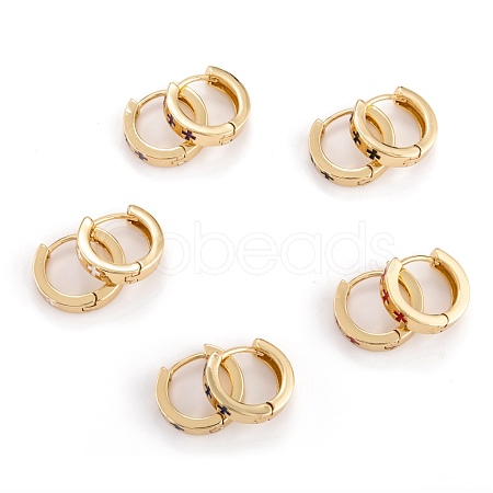 Brass Enamel Huggie Hoop Earrings EJEW-P187-L-1