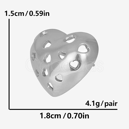 Stylish 303 Stainless Steel Hollow Heart Stud Earrings RP4390-1-1