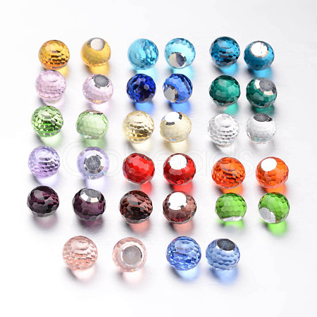 Faceted Round Glass Cabochons X-GGLA-L008B-M-1