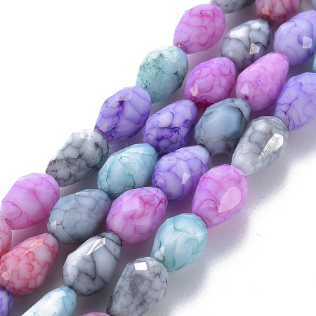 Opaque Baking Painted Crackle Glass Beads Strands EGLA-T008-17F-1