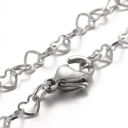 Tarnish Resistant Heart 304 Stainless Steel Link Bracelets X-BJEW-JB01929-1