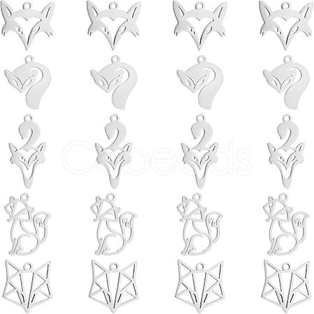 Unicraftale 20Pcs 5 Styles 201 Stainless Steel Pendants STAS-UN0035-61-1