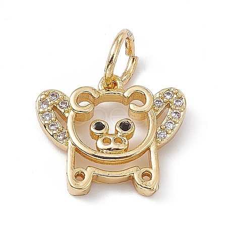 Rack Plating Brass Micro Pave Cubic Zirconia Charms KK-G451-26G-1