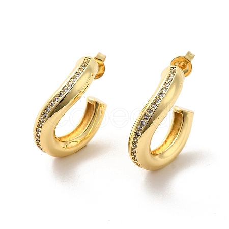 Brass Micro Pave Cubic Zirconia Stud Earrings EJEW-P254-02G-1