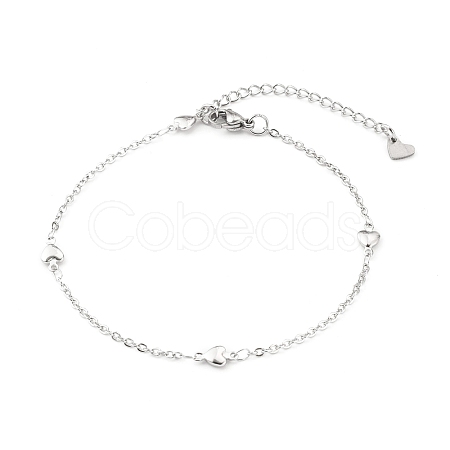 Tarnish Resistant 304 Stainless Steel Cable Chain Anklets AJEW-H104-11P-1