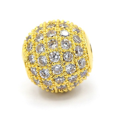 CZ Jewelry Brass Micro Pave Cubic Zirconia Round Beads ZIRC-M024-05G-1