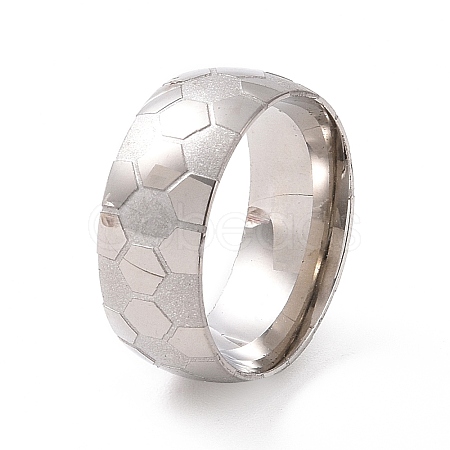 201 Stainless Steel Hexagon Pattern Finger Ring for Women RJEW-I089-15P-1