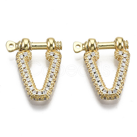Brass Micro Pave Clear Cubic Zirconia D-Ring Anchor Shackle Clasps ZIRC-S066-048-NF-1