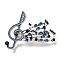 Musical Note Alloy Rhinestone  Brooches for Backpack Clothes, Colorful, 48x56.5mm