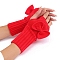 Acrylic Fibers Bowknot Knitting Fingerless Gloves, Arm Warmer, Winter Warm Gloves with Thumb Hole, Red, 200x70mm