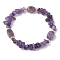 Natural Amethyst Chip & Cuboid Beaded Stretch Bracelets for Women, Inner Diameter: 2-1/8 inch(5.3cm)