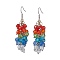 Glass Dangle Earrings, with Brass Earring Hooks, Colorful, 60mm